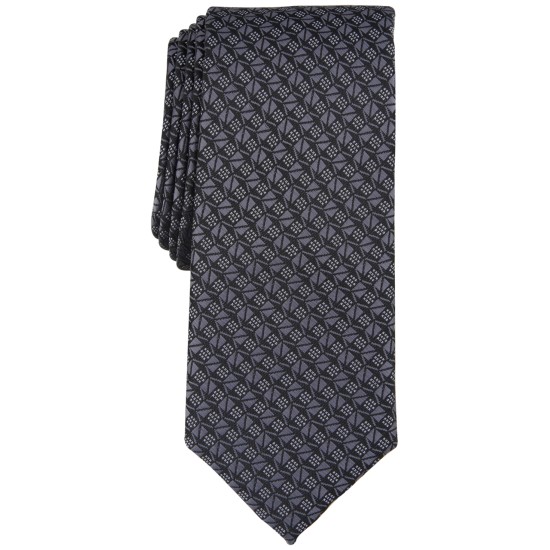  Men’s Geo-Print Tie, Charcoal