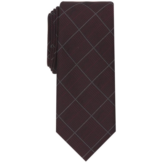  Men’s Gering Plaid Tie, Burgundy