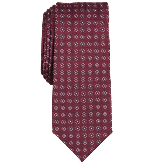  Men’s Sterling Neat Skinny Tie, Burgundy