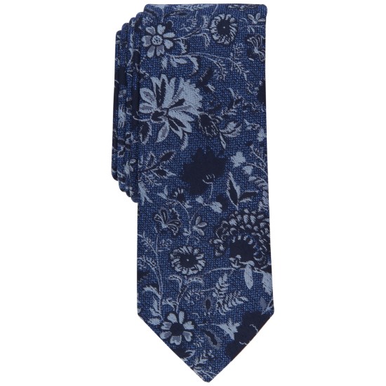  Men’s Wiley Floral Skinny Tie, Navy