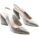  Womens Silver Cushioned Arrica Pointed Toe Sculpted Heel Slip On Dress Pumps, 8M