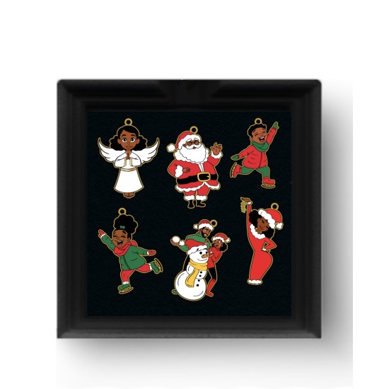  Holiday 6 Piece Icon Ornament Set, Black