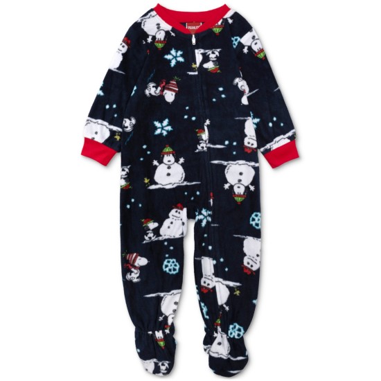  Matching Baby Peanuts Footed Pajamas – Grey, 12M