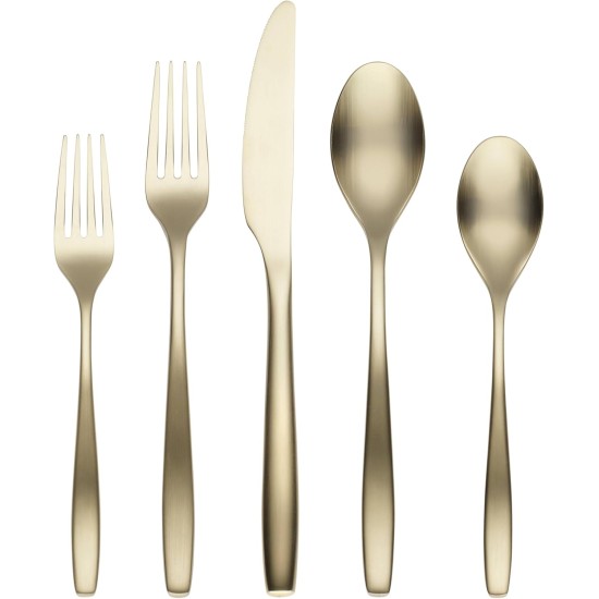  Averie Champagne Satin 20-Piece Flatware Set, Service for 4