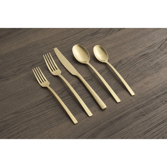  Beacon Gold Satin 45-Piece Flatware Set, Service for 8