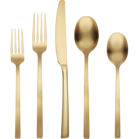  Beacon Gold Satin 45-Piece Flatware Set, Service for 8