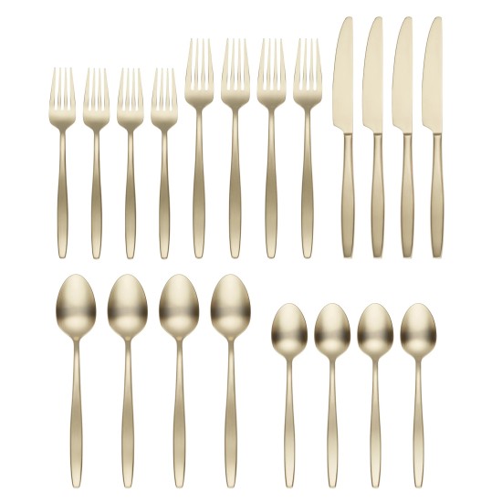  Nylah PVD Champagne Satin 18/0 20-Piece Flatware Set