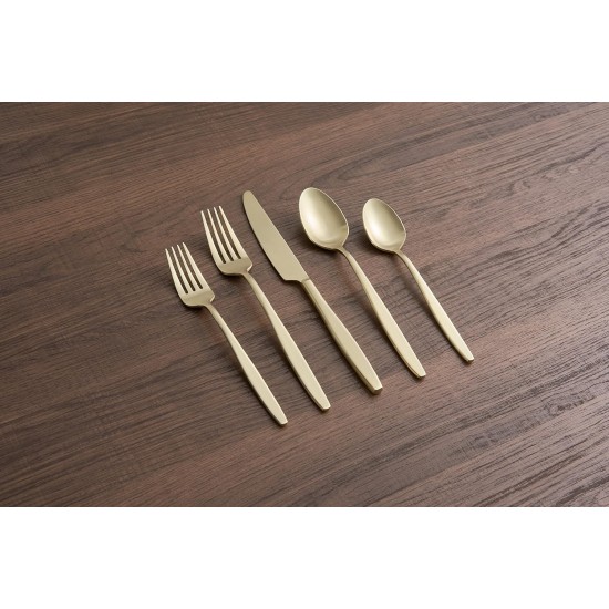  Nylah PVD Champagne Satin 18/0 20-Piece Flatware Set