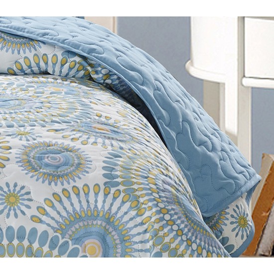  Starburst 3 Piece Quilt Set, King – Blue