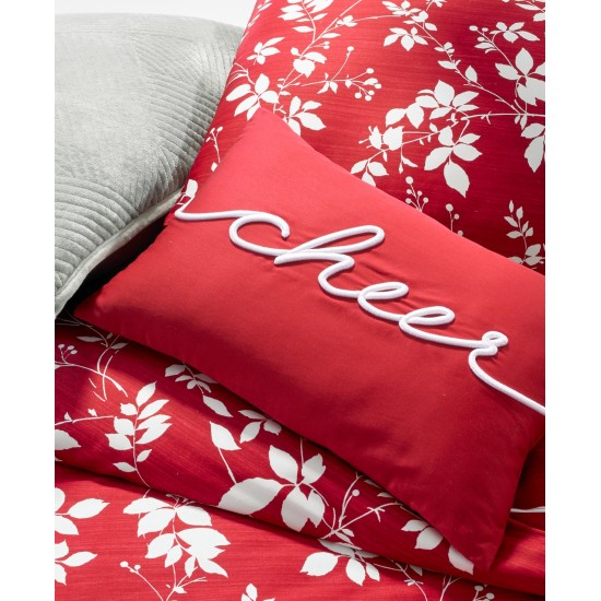  Damask Designs Word Decorative Pillow, 12″ x 18″, Red