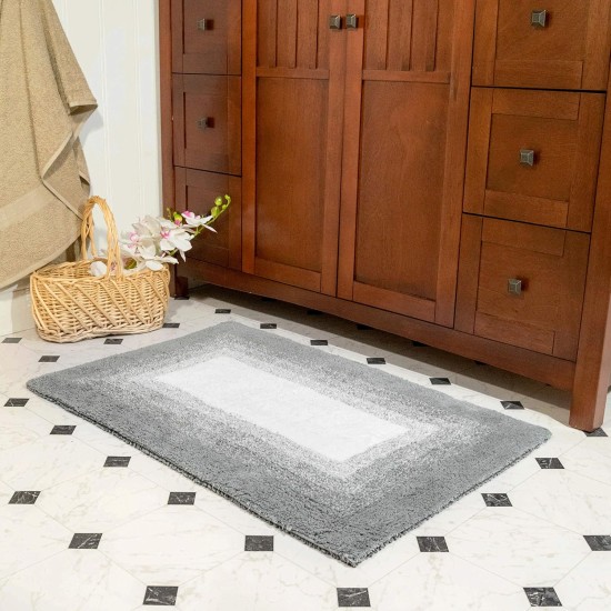  Merchandising Whitney Reversible 2 Piece Bath Rug Set-Hi Rise Grey, 21″ x 34″ & 17″ x 24″