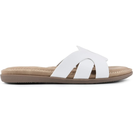  Women’s Fortunate Slide Sandal, White, 8.5