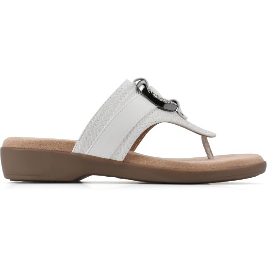  Women’s Benedict Thong Comfort Sandal, White, 10M