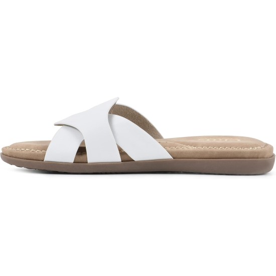  Women’s Fortunate Slide Sandal, White, 8.5