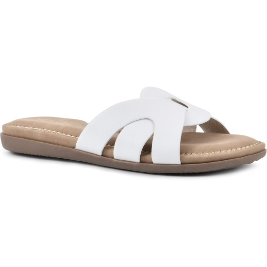  Women’s Fortunate Slide Sandal, White, 8.5