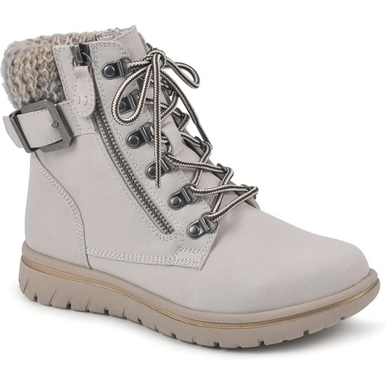  Women’s Hearty Cushioned Lace-Up City Hiker Ankle Boot, Winter White, 8