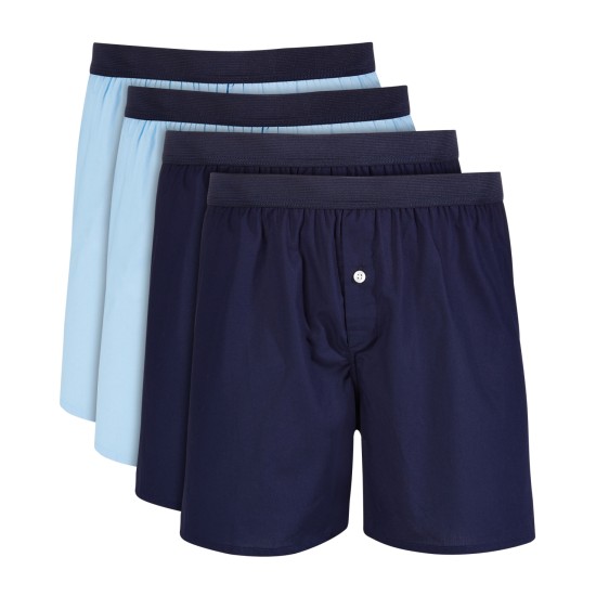  Men’s 4-Pk. Cotton Boxers, Navy, Large