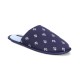  Men’s Anchor Slippers, Navy/White, Medium