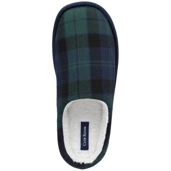  Men’s Jake Plaid Slip On Slippers, Blue/Green, Small