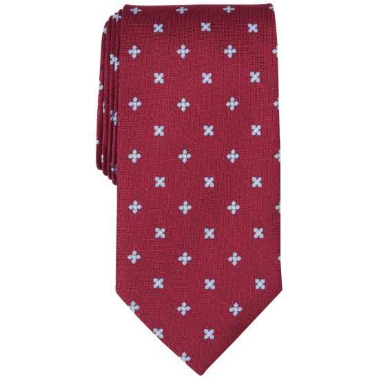  Men’s Kenmore Cross-Pattern Tie, Burgundy