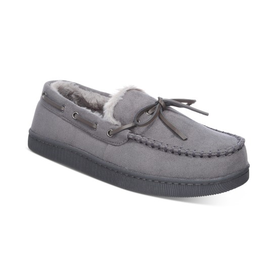  Men’s Moccasin Slippers, Creat Gray, Medium