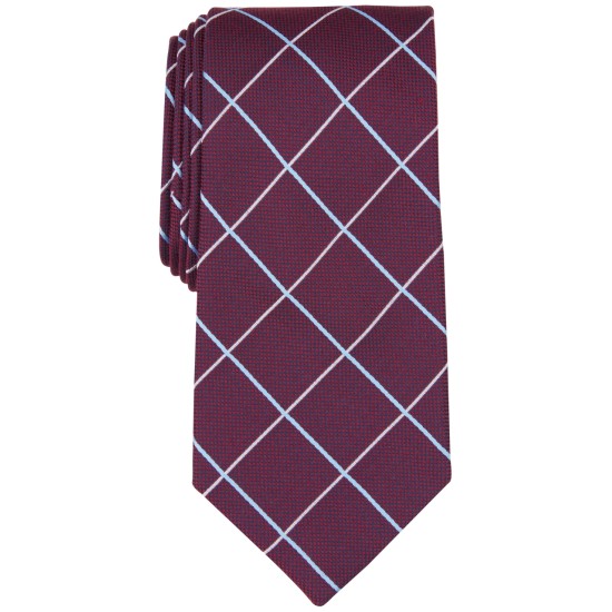  Men’s Preston Grid Tie, Burgundy