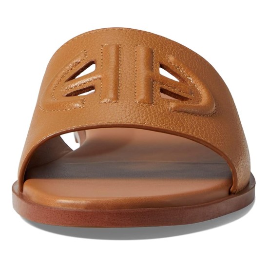  Women’s Flynn Logo Slide Sandal Flat, Pecan Leather, 8.5