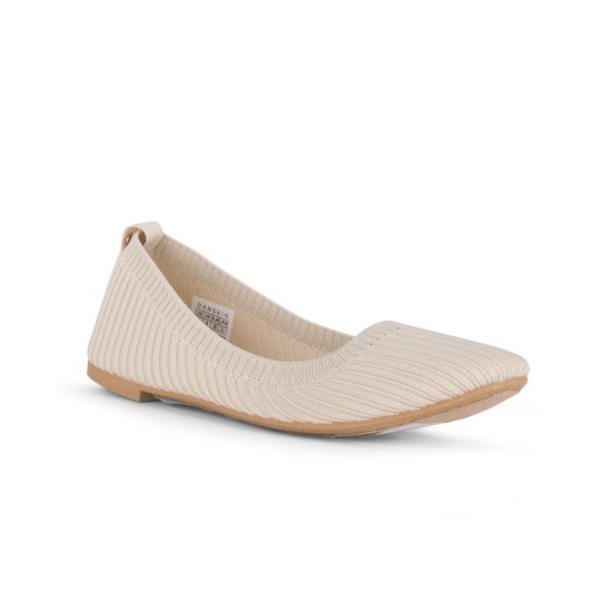  Hope Slip On Stretch Knit Flat Women’s Shoes, Beige, 6.5