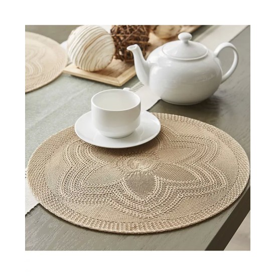 Design Import Floral Woven Round Placemat, Set of 6