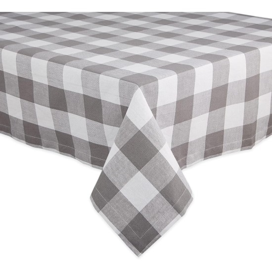  Buffalo Check Tablecloth, 60″ x 84″,  Gray/White