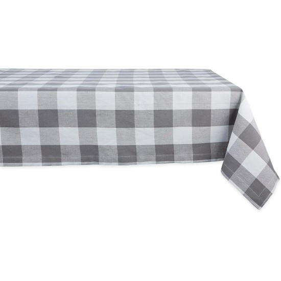  Buffalo Check Tablecloth, 60″ x 84″,  Gray/White