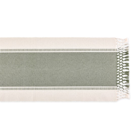  Dobby Stripe Table Runner, 13″ x 108″, Artichoke Green