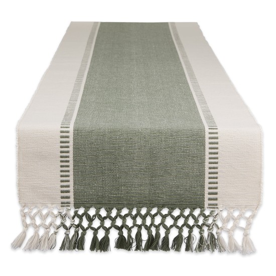  Dobby Stripe Table Runner, 13″ x 108″, Artichoke Green