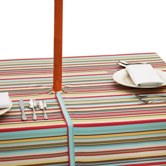  Summer Stripe Outdoor Tablecloth with Zipper 60″ x 84″, Summer Print