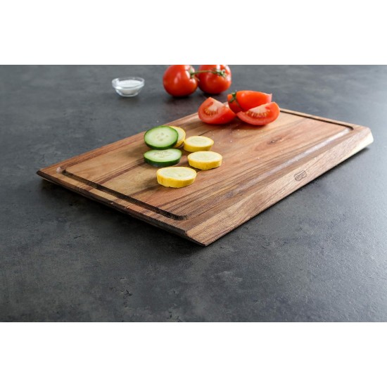  Angled Acacia Wood Cutting Board with Well, 15 x 20 inches