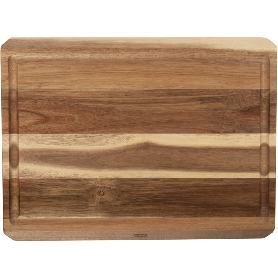  Angled Acacia Wood Cutting Board with Well, 15 x 20 inches