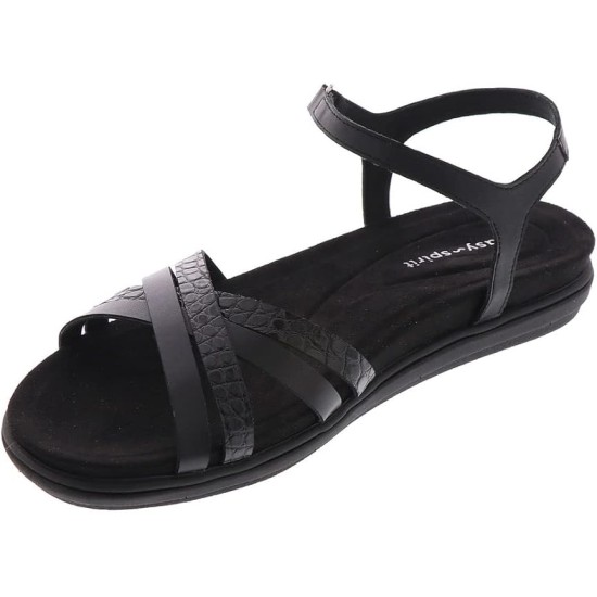  Women’s Dottle Ankle-Strap Comfort Sandals, Black, 6M