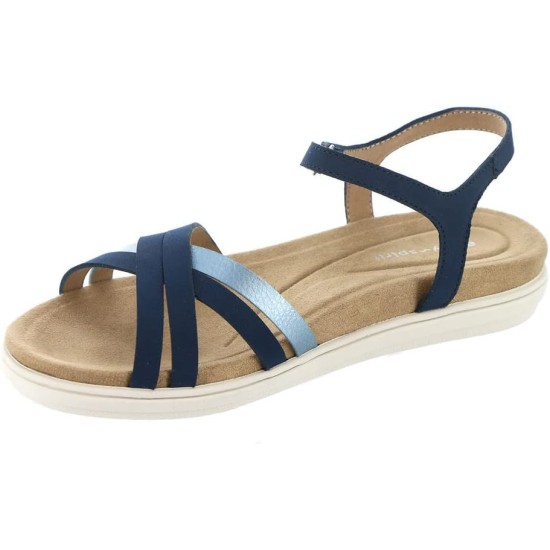  Women’s Dottle Ankle-Strap Comfort Sandals, Navy, 8.5M