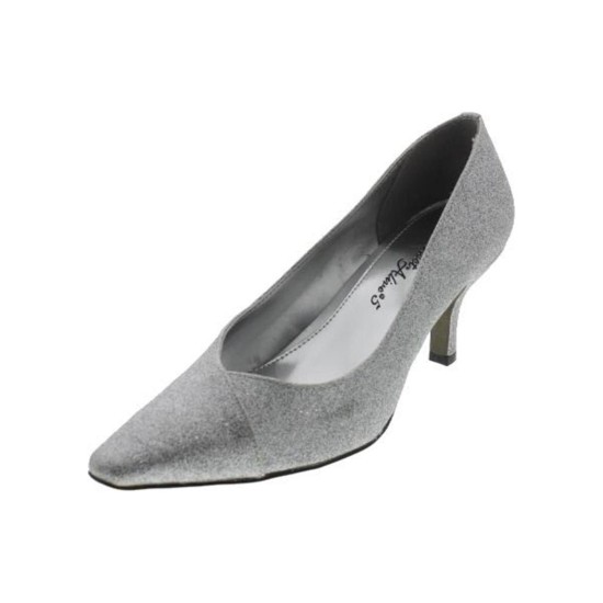  womens Chiffon Pumps, Silver Glitter, 9 Wide US