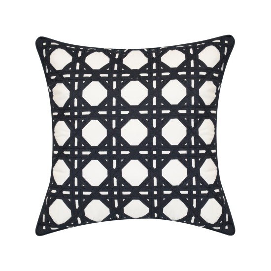  Rattan Geometric Decorative Pillow, 20 X 20 – Black