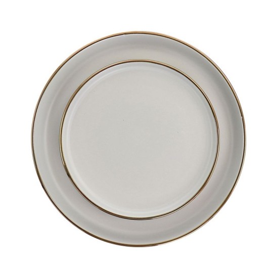  Simon 16 Piece Stoneware Dinnerware Set, Service for 4 – Matte Slate with Gold-Tone Rim