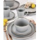  Simon 16 Piece Stoneware Dinnerware Set, Service for 4 – Matte Slate with Gold-Tone Rim