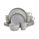  Simon 16 Piece Stoneware Dinnerware Set, Service for 4 – Matte Slate with Gold-Tone Rim