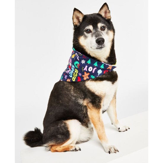  Matching Holiday Toss Cotton Pet Bandana, Navy, S-M