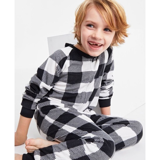  Matching Toddler, Little & Big Kids Check Printed Pajamas 1-Pc. Black, 2T-3T