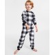  Matching Toddler, Little & Big Kids Check Printed Pajamas 1-Pc. Black, 2T-3T