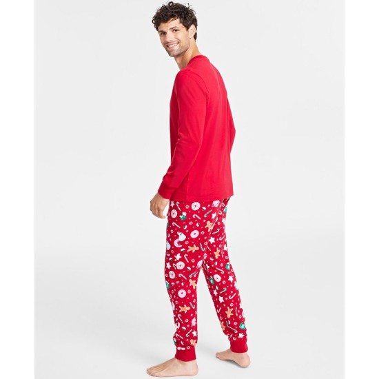  Men’s Sweets Printed Pajamas Set, Red, Small