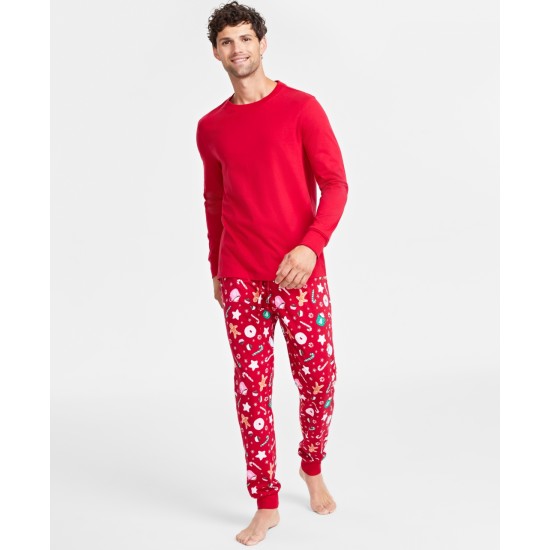  Men’s Sweets Printed Pajamas Set, Red, Small