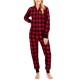  Men’s & Women’s Kids Pets Matching Onesie Hoodie 1 Piece Fleece Pajamas, Red/Black, X-Small