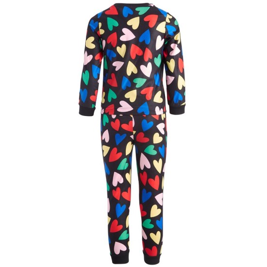  Toddler, Little & Big Kids Hearts Pajamas Set, 6-7, Black